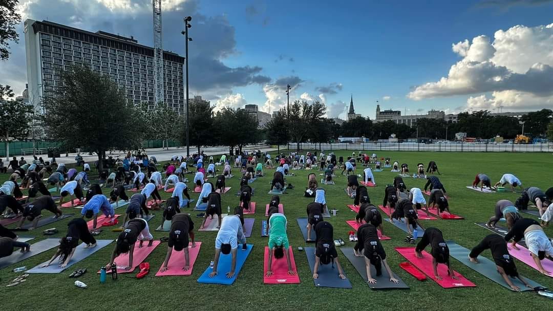 Glimpses of the 10th InternationalYogaDay2024 celebrations in San Antonio, organized in association with I Do Yoga San Antonio and the City of San Antonio - Municipal Government .