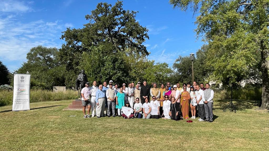Glimpses of the celebration of Gandhi Jayanti  at Mahatma Gandhi Statue, Hermann Park, Houston on 2,October 2022