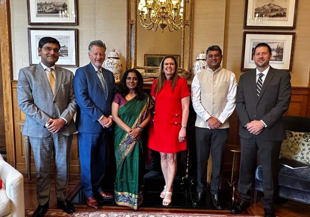 CdA Amb. Sripriya Ranganathan  along with the CG had a productive visit to the State of Arkansas. CdA met with Governor Sarah Huckabee Sanders and discussed avenues to deepen the India-Arkansas partnership.