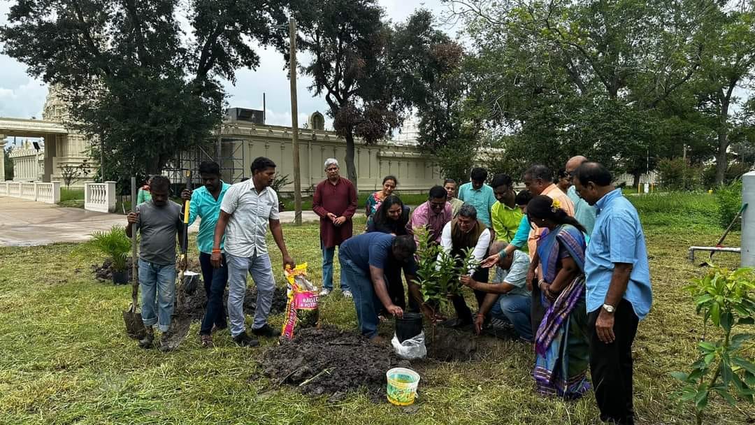 Tree planting under the #plant4mother campaign, inaugurated by Hon’ble PM on June 5 #WorldEnvironmentDay, continues in Houston. Consul General  Joined the Board members and the community in planting a tree sapling at the Sri Meenakshi Temple, Pearland TX premises