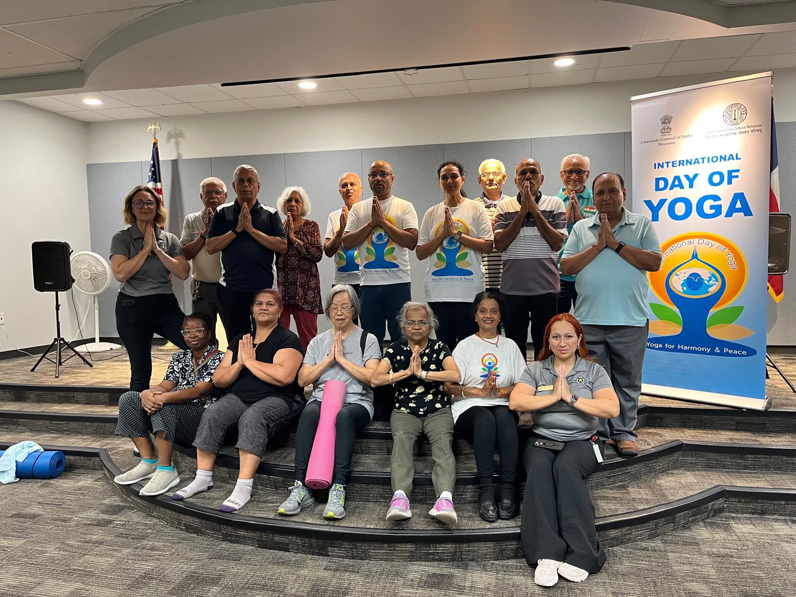 Consulate Generral of India in Houston joined Harris County Precinct 4 Commissioner Lesley Brioness  in celebrating International Day of Yoga at Bayland Community Centre in Partnership with Precinct 4 Constables and Diaspora  organizations on June 14,2025.