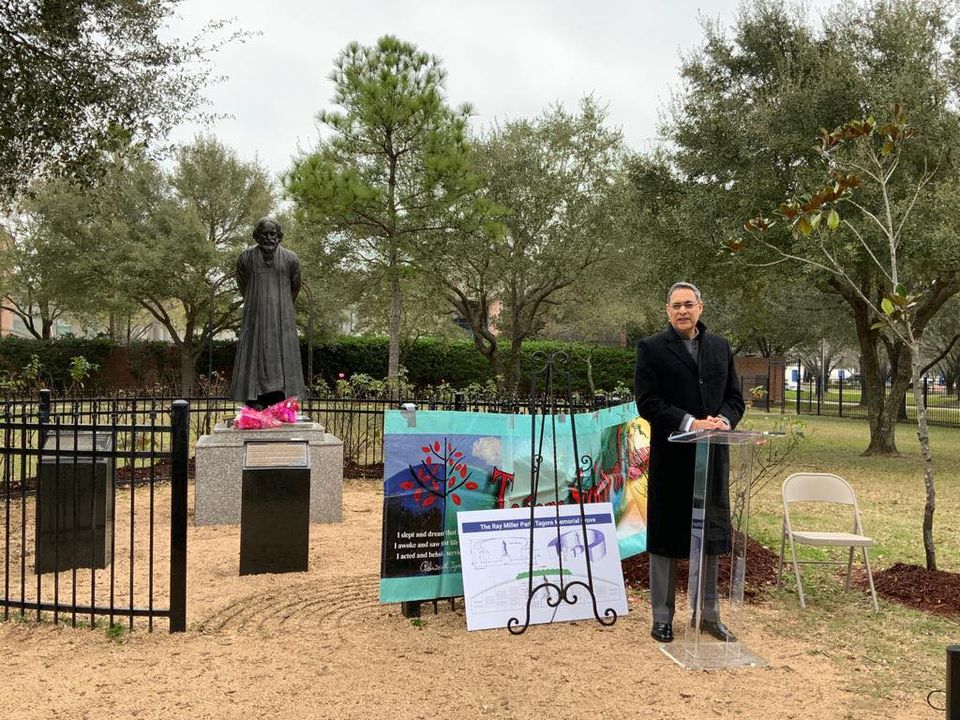 Consul General participated in the celebrations organised by the Tagore Society to mark the 100th anniversary of the visit of Rabindranath Nath Tagore to Houston at the Tagore Grove, Ray Miller Park on 13, February 2021