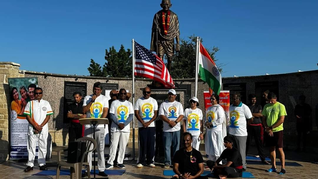 Celebrations of the 10th InternationalDayofYoga2024 at the Mahatma Gandhi Memorial of North Texas, Dallas, organized by MGMNT, IANT, and several partner organizations.
