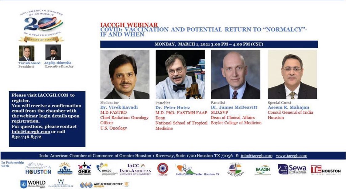  Consul General joined the webinar ' COVID Vaccination and Potential Return to Normalcy' organized by IACCGH ,on March 1,2021