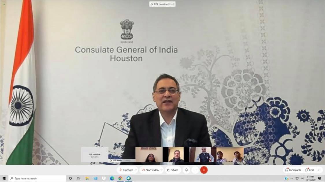 Consul General's interaction with Indo Americans organizations from cities across Texas,on 15 December 2020