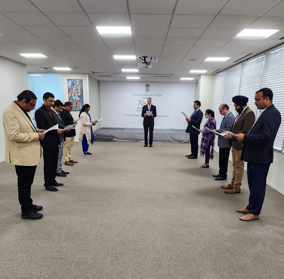 On the occasion of Constitution Day 2022, officials read the Preamble of the Constitution of India , 26 November 2022